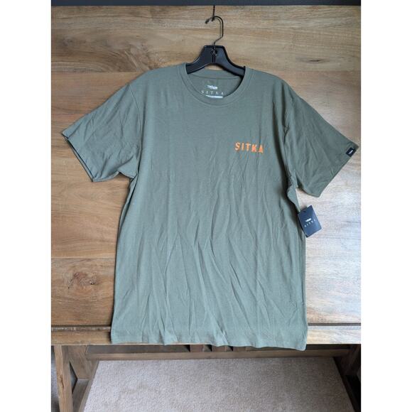 Sitka Trek T-Shirt Mens Medium Olive Green Short Sleeve Logo Pullover 600425 NWT - Picture 1 of 4
